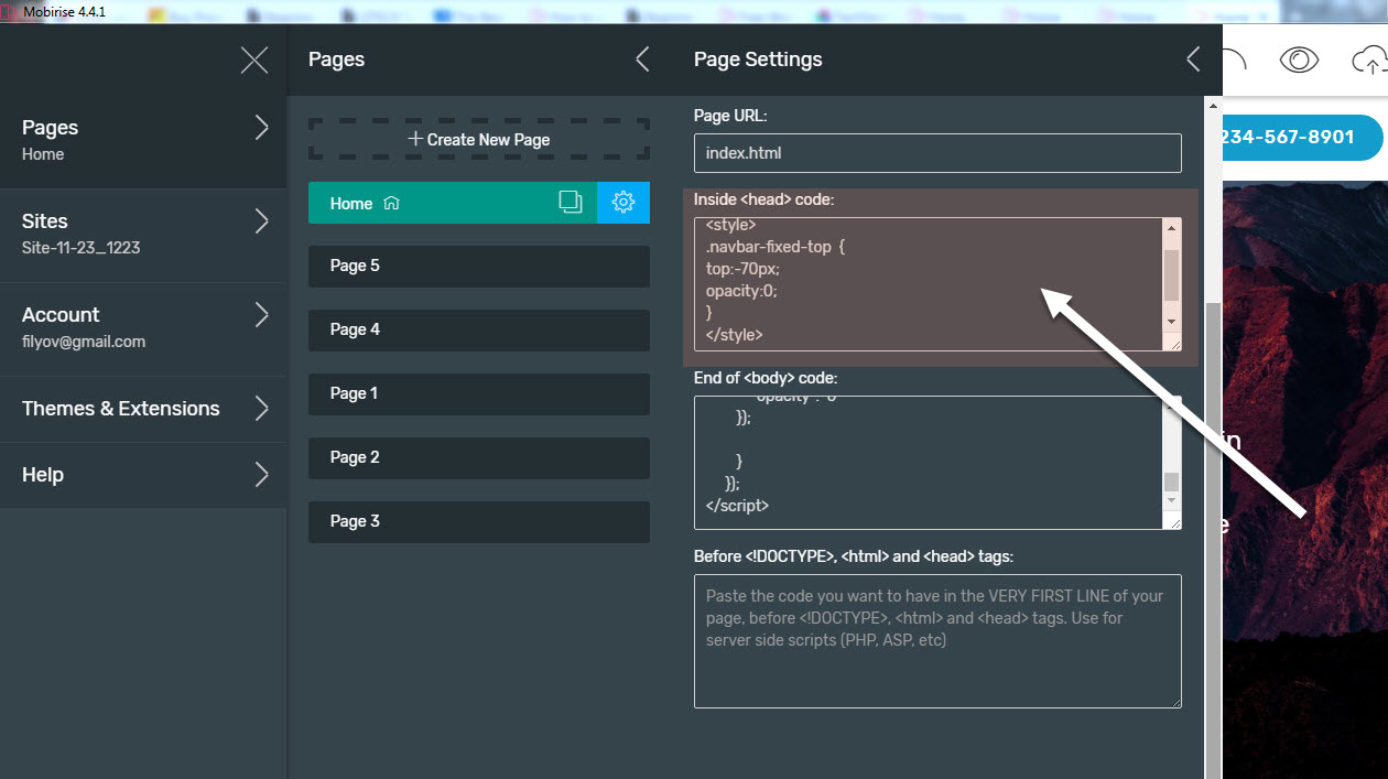 A tip: It's a good idea switching the scroll-down arrow of the first intro block on – it gets easier for the visitors to get once they should move down to experience the whole page.